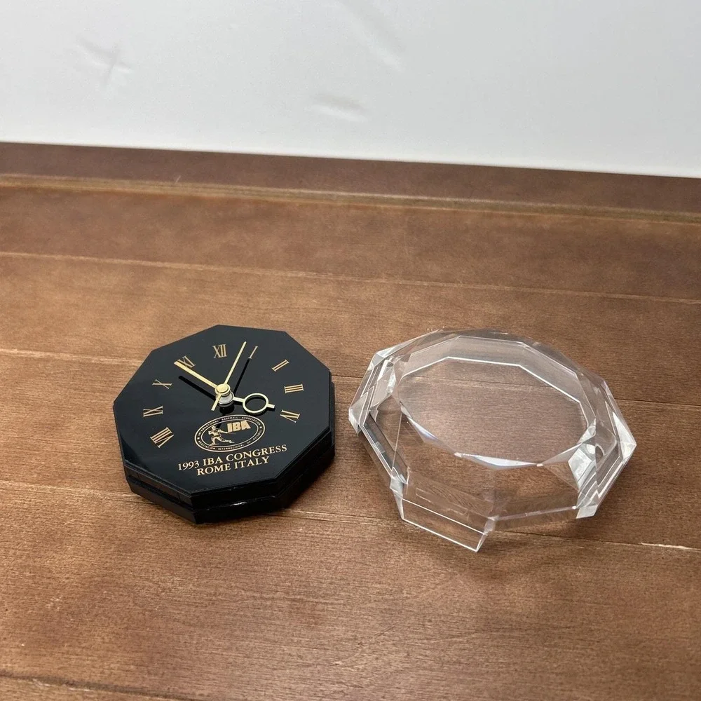1993 IBA‎ Congress Rome Italy Acrylic Diamond Shaped Travel Clock